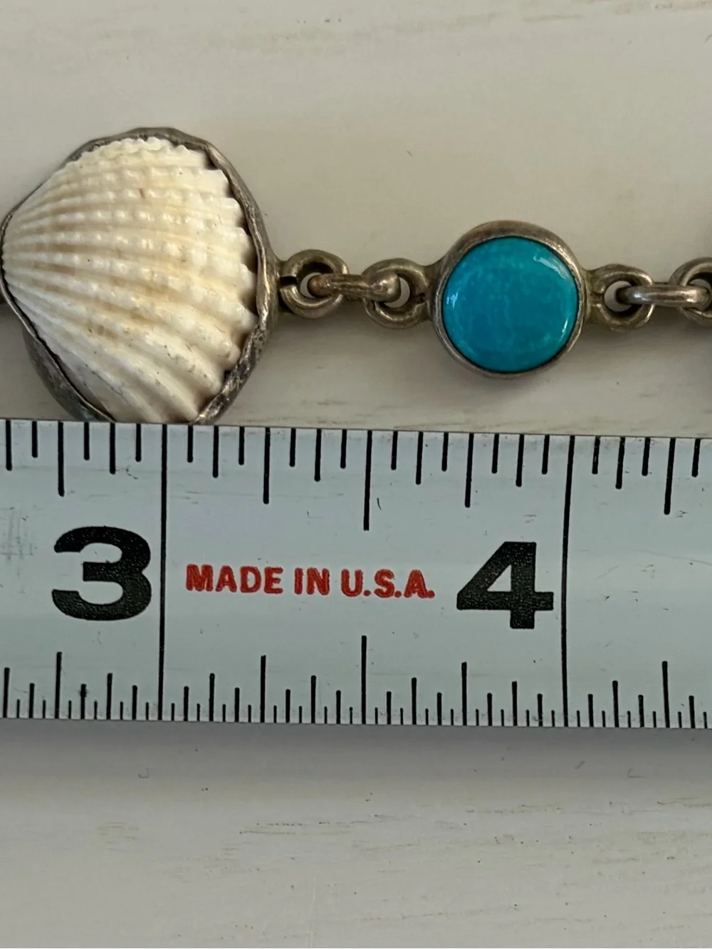 Sterling Silver Turquoise Shell Link Bracelet - Blue
